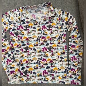 Ariat Tek Cold Series Patterned Pullover 3/4 zip size M (12) EUC thumb holes USA